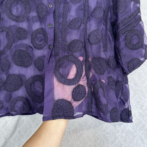 Miriam Carter Feltmaker Sheer Top Women Medium Purple Wool Art to Wear Lagenlook - Picture 5 of 10